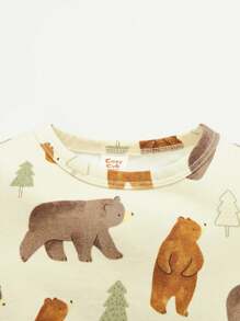 Cozy Pixies 男嬰3入組標語&動物印花T恤 - 棕色 - 查看 5