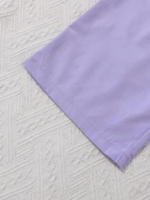 Elladie kids Bộ áo liền quần cổ dây màu trơn của cô gái Tween cho kỳ nghỉ xuân hè - Màu tím hoa cà - Xem 3