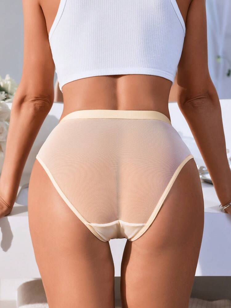 Comfortable And Breathable Lace Patchwork Triangle Panties ,3 Pcs
