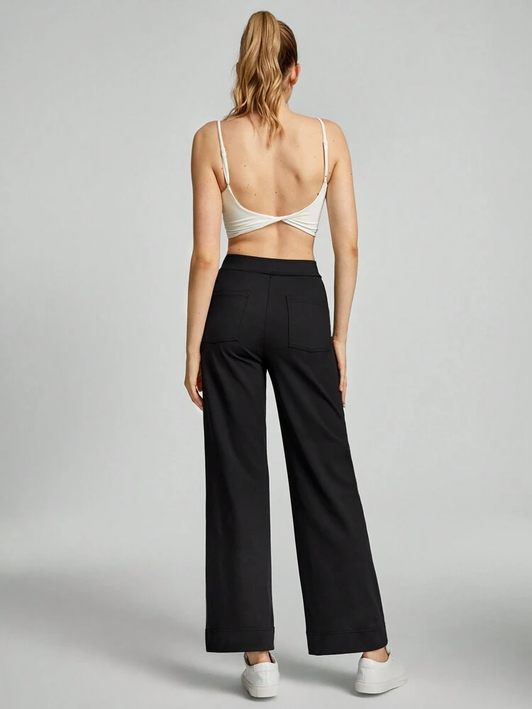 Straight Leg Cargo Pants With Patch Pockets Daily Casual Summer