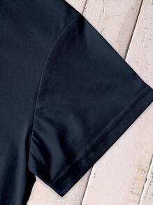 INAWLY Letter Printed Short Sleeve T-Shirt Yes I'm Different Graphic Tees Women Tops - Navy Blue - View 4