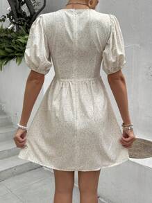 Chiquease French Style Leisure Lantern Sleeve Dress - Apricot - View 2