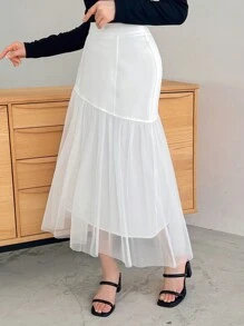 FRIFUL Ladies' White French Style Mesh Skirt - White - View 7