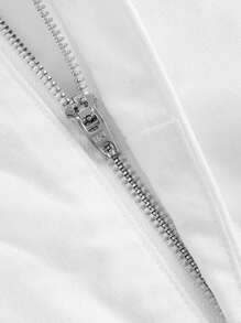 SHEIN BASICS Women's Fashionable White High Waist Straight Legged Cropped Trousers With Lining - White - View 9