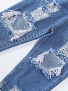 Baby Girl Cool & Street Style Ripped Loose Fit Comfortable Jeans - Medium Wash - View 5