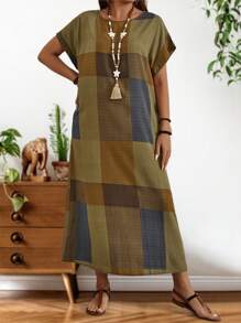 EMERY ROSE Vestido de cuadros de verano para tallas grandes