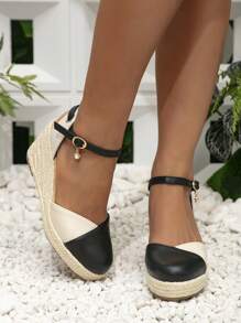 And Stylish Fairy Style Wedge Heeled Shoes Featuring Classic Retro Woven Heel Design, Height-Enhancing And Casual Retro, Black Shoes For Women