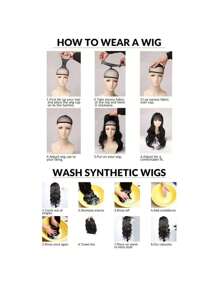 自然直角u型短髮假髮 12吋柔順合成纖維髮女性日常使用無膠全機製假髮 - 黑色 - 查看 12