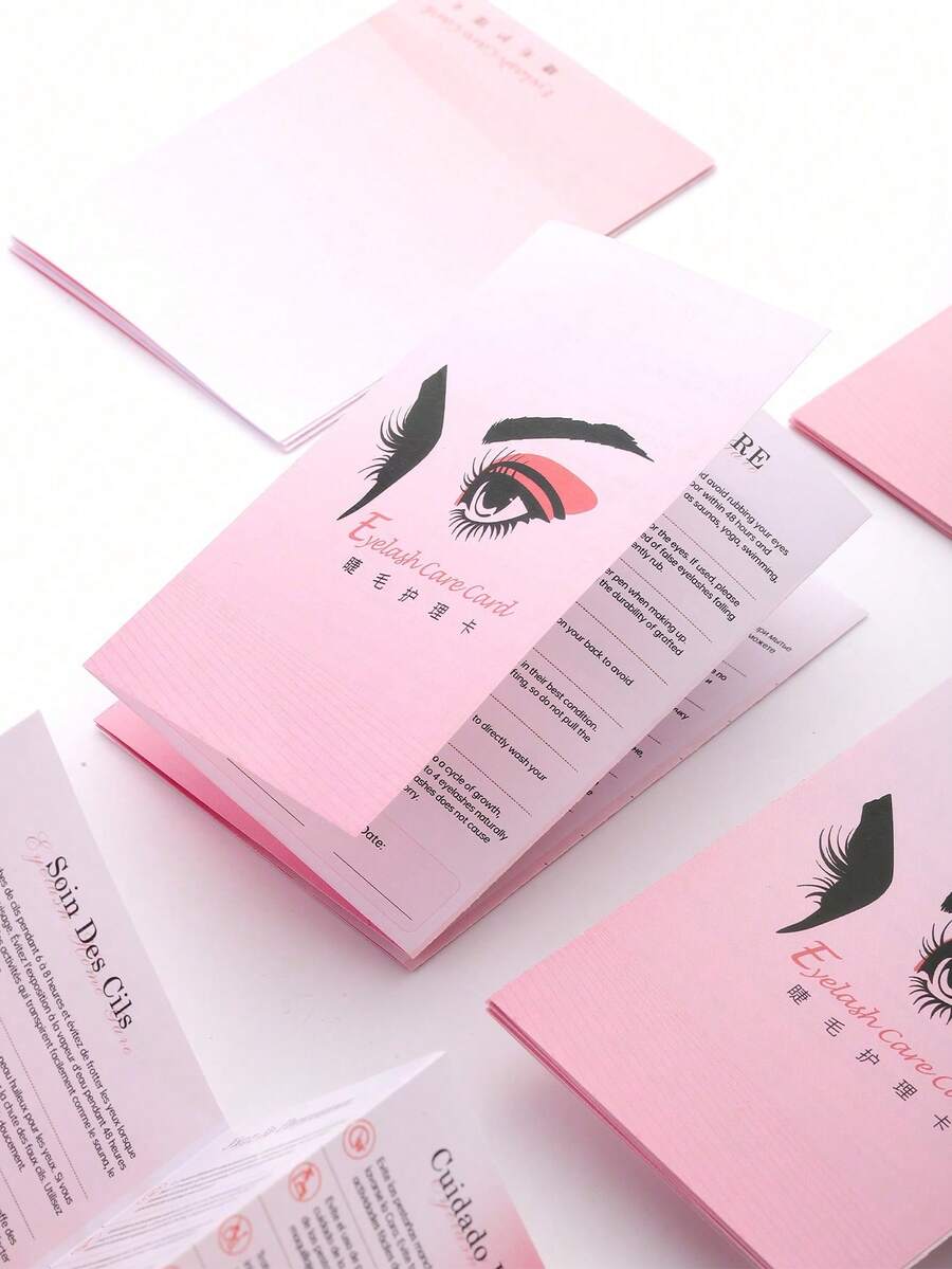 HMQ beauty Eyelash Care Card Cleaning Maintenance Repair Card Precautions Eyelash Salon Customer Gift After- Card - Pink - View 1
