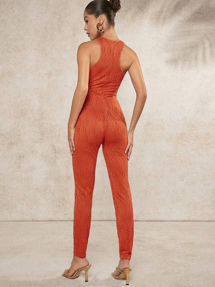 Textured Halter Unitard Jumpsuit