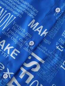 EMERY ROSE Plus Size Slogan Printed Long Dress - Blue - View 6