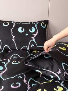 3入組多色印花涤纶床上用品套装（被套+2个枕套） - 彩色 - 查看 6