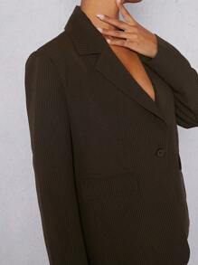 SHEIN Unity Casual Pinstripe Button Front Lapel Blazer