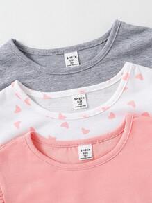 SHEIN Tween Girls' 3pcs Cute Casual Knitted Tank Top Set With Heart Print, Solid Color And Ruffle Decoration,Holiday,Summer,Travel - Grey - View 4