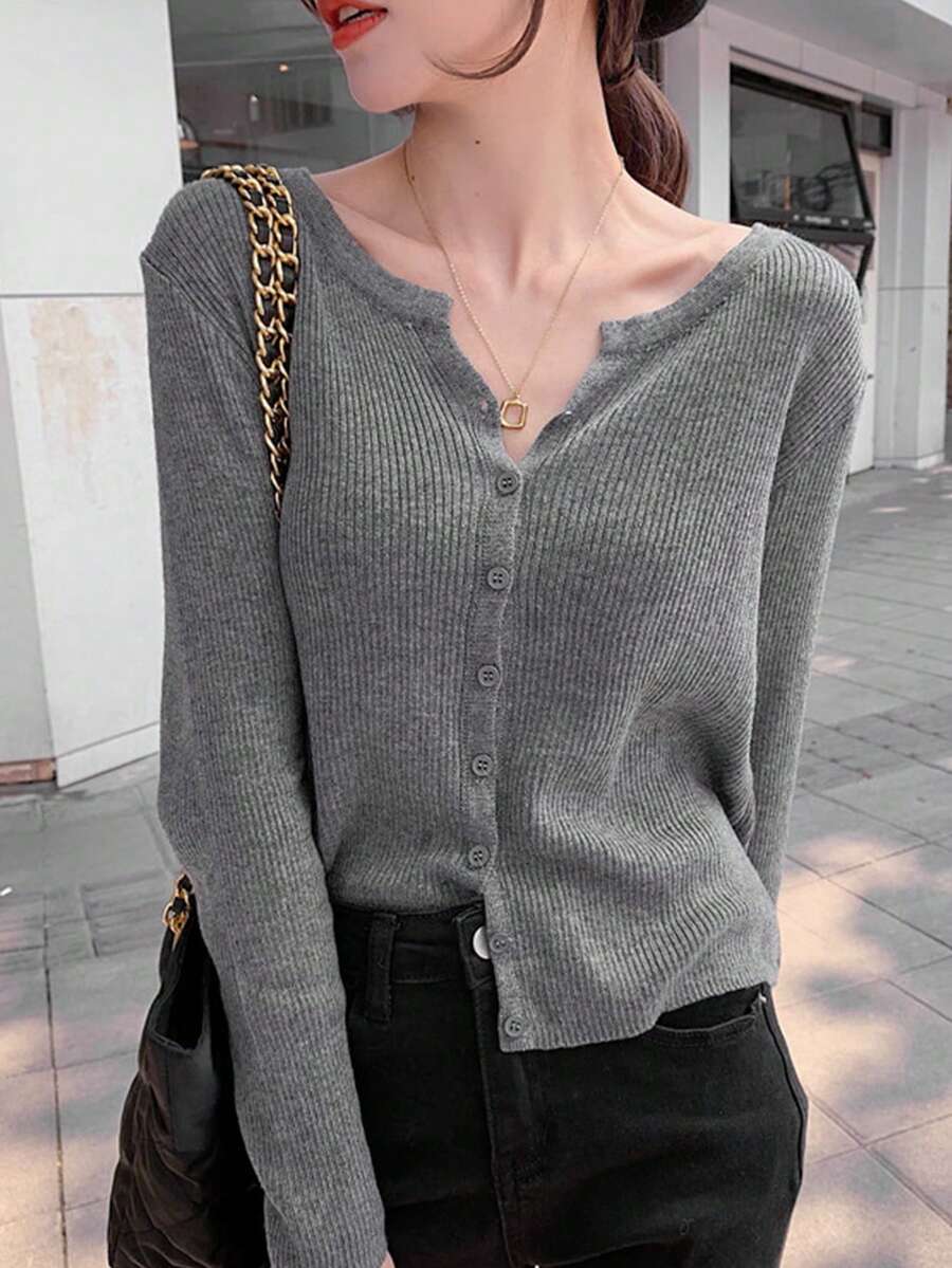 韩版简约柔软长袖女式开衫、长袖上衣