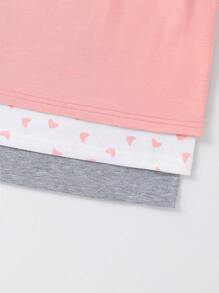 SHEIN Tween Girls' 3pcs Cute Casual Knitted Tank Top Set With Heart Print, Solid Color And Ruffle Decoration,Holiday,Summer,Travel - Grey - View 5