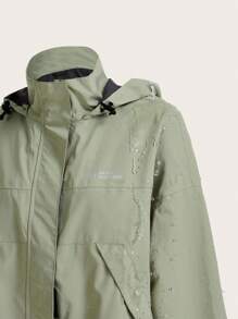 In My Nature 戶外防風防水全包覆連帽雨衣夾克，女性旅行、遠足和城市通勤服裝 - 綠色 - 查看 9