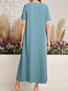 Mulvari Vestido Con Botones Decorado Con Cuello Asimétrico De Color Liso Para Mujer