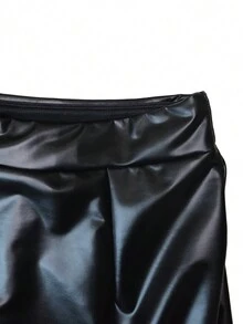 Black PU Leather Zipper Sexy High Waist Skirt