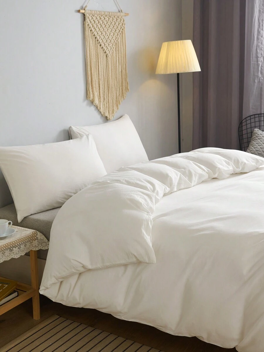 Cirelle Bộ chăn ga gối vải trơn màu trắng có thể đảo ngược (1 chăn ga gối & 1/2 vỏ gối) Bộ chăn ga gối vải thoáng khí cho gia đình, Bộ chăn ga gối thiết kế hai tông màu cho mọi mùa, Phòng ngủ & Phòng khách, Đám cưới, Ngày lễ tình nhân, Ký túc xá, Trường học, Bộ chăn ga gối, Phòng ngủ ấm cúng Rama, Quà tặng Ngày của Mẹ, Đồ dùng khách sạn cao cấp, Sử dụng khi trở lại trường, Đồ dùng thiết yếu trong ký túc xá - trắng - Xem 1