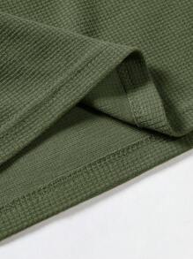 Manfinity Homme Men's Textured Fabric V-Neck Tee With Cut-Out Design, Suitable For Summer Casual Wear - Army Green - View 3