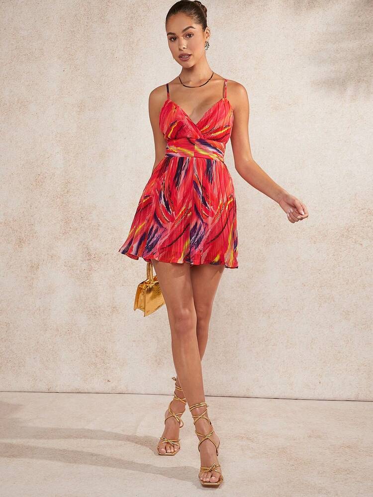 Sexy Printed Open Back Romper For Summer