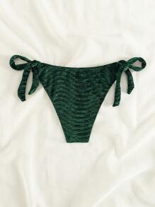 SHEIN Swim Solid Color Side Tied Bikini Bottoms Summer - Green - View 2