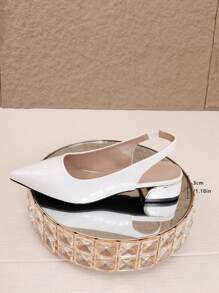 2025 Autumn Women's Pointed Toe And Closed Back Flat Shoes With Chunky Heel Valentines - White - View 5