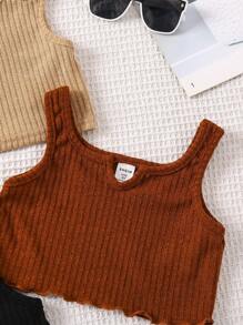 SHEIN 3pcs/Set Girls' Summer Sleeveless Tank Tops, Assorted Colors - Multicolor - View 6