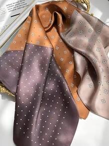 1pc Women's Fashionable Versatile Star Print 27.6"X27.6" Bandana Scarf, Soft & Comfortable Shawl, Suitable For Daily Wear And Valentine's Day Accessory - Coffee Color - View 6