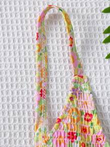 Swim Mod Plus Size Women's Summer Beach Vacation Floral Halter Bikini Top