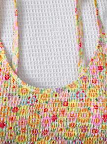 Swim Mod Plus Size Women's Summer Beach Vacation Floral Halter Bikini Top