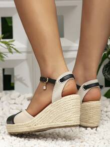 And Stylish Fairy Style Wedge Heeled Shoes Featuring Classic Retro Woven Heel Design, Height-Enhancing And Casual Retro, Black Shoes For Women