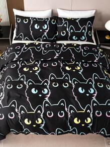 3入組多色印花涤纶床上用品套装（被套+2个枕套） - 彩色 - 查看 2