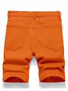 Tween Boy Summer Casual Distressed Denim Shorts With Slanted Pockets - Orange - View 2