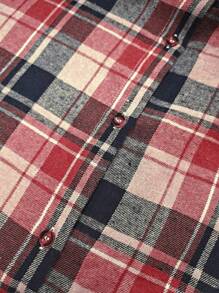 Maweii 女士加大碼格紋連衣裙 - 紅色 - 查看 5