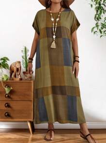 EMERY ROSE Vestido de cuadros de verano para tallas grandes