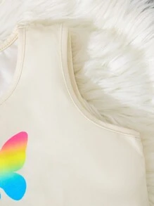 SHEIN Conjunto De Roupa De Tricô Com Estampa De Borboleta Feminina Para Meninas Pré-adolescentes, 3 Peças - Damasco - Visão 7