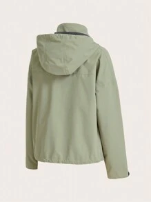 In My Nature 戶外防風防水全包覆連帽雨衣夾克，女性旅行、遠足和城市通勤服裝 - 綠色 - 查看 2