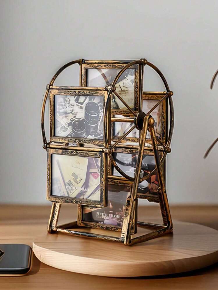 Marco De Fotos De 4 Pulgadas Con Diseño De Antigua Noria, Creativa Decoración De Escritorio, Para Decoración Del Hogar - Marrón - Añade 6