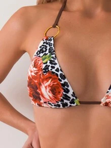 SHEIN Swim Women Fashionable Leopard Print Sexy Bikini Set Summer Beach - Multicolor - View 4