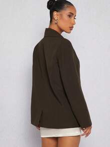 SHEIN Unity Casual Pinstripe Button Front Lapel Blazer