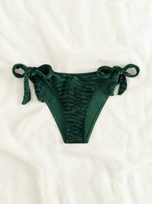 SHEIN Swim Solid Color Side Tied Bikini Bottoms Summer - Green - View 3
