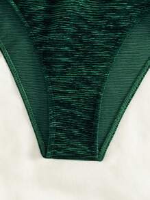 SHEIN Swim Solid Color Side Tied Bikini Bottoms Summer - Green - View 5