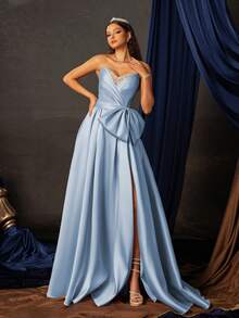 Smilprince Long High-Grade Elegant Evening Dress For Sophisticated Occasions Formal Prom Wedding Guest Gown, For Graduation, Dinner - Baby Blue - View 4