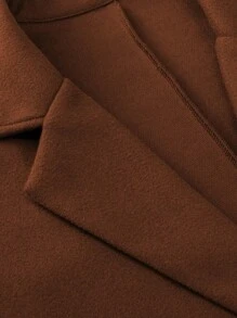 SHEIN LUNE 女大尺碼翻領雙排扣大衣 - 駝色 - 查看 5