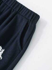SHEIN 男童拼色短袖T恤和运动裤两件套 - 黃色 - 查看 7
