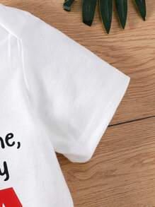 Baby Boy Casual Slogan Printed Comfortable Short Sleeve Bodysuit For Summer