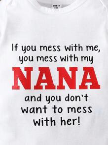 Baby Boy Casual Slogan Printed Comfortable Short Sleeve Bodysuit For Summer