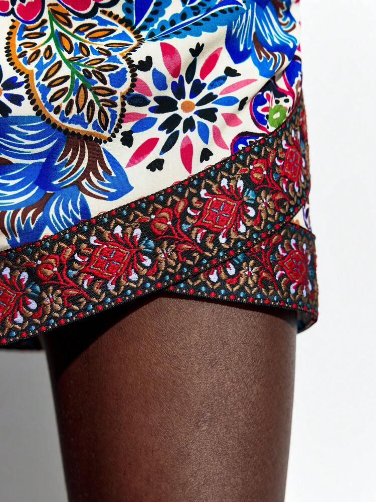 SHEIN Maija Women's Retro Printed Skirt For Vacation